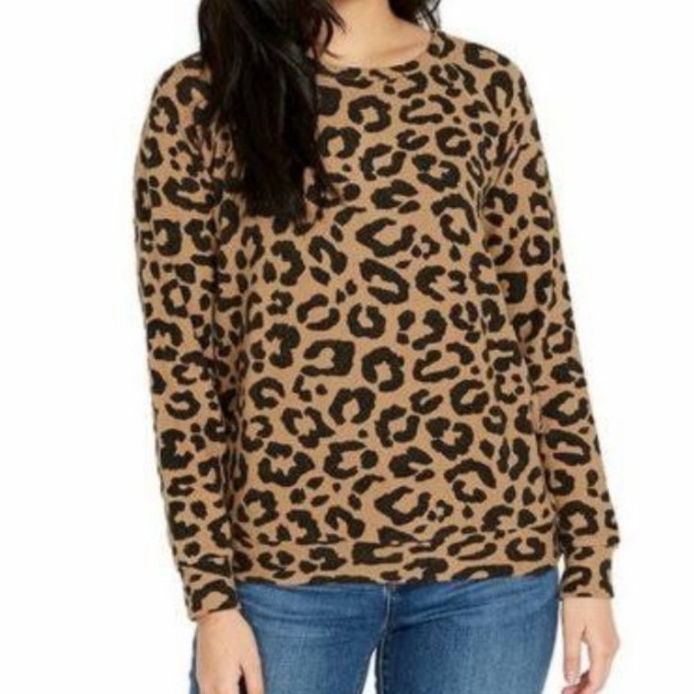 Buffalo David Bitton Leopard Print Crew Neck Sweater